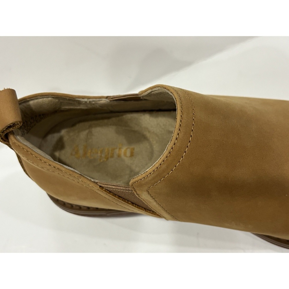 Alegria Women's Tan Leather Slip-On Ankle Booties Shoes Size 37.5 Slip Resistant - Picture 7 of 10
